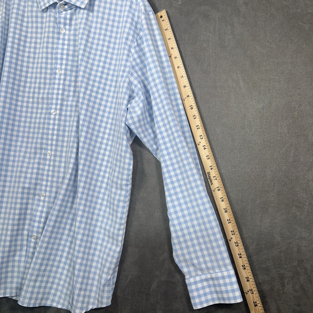 Mizzen Main Leeward Shirt Mens 2XL Plaid Check Button Up Blue Stretch - Picture 6 of 9